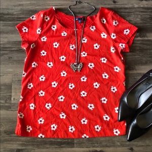 Gap Red Floral Career Top size XS